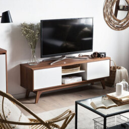 Wyld And Coco Novahome Tv Stand Dark Brown And White With Storage And Cable Management, W142 X D40 X H53Cm - thumbnail 2