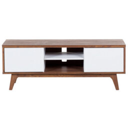Wyld And Coco Novahome Tv Stand Dark Brown And White With Storage And Cable Management, W142 X D40 X H53Cm - thumbnail 1