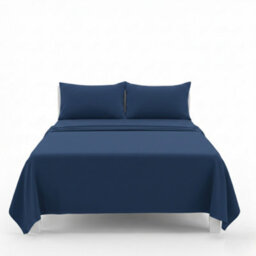 Easy Care Flat Bed Sheet Polycotton Durable Low Maintenance Bedding Mid Blue - thumbnail 2