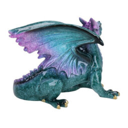 AB Tools Blue Dragon Lying Resin Fantasy Sculpture Statue House Home Ornament Figurine - thumbnail 2