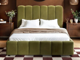 Solace+Co Emilie Ribbed Kingsize Ottoman Bed Green Velvet - thumbnail 4