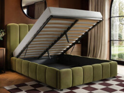 Solace+Co Emilie Ribbed Kingsize Ottoman Bed Green Velvet - thumbnail 2