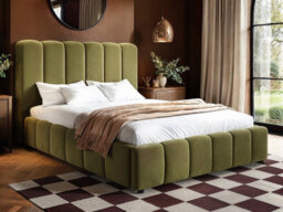 Solace+Co Emilie Ribbed Kingsize Ottoman Bed Green Velvet - thumbnail 1