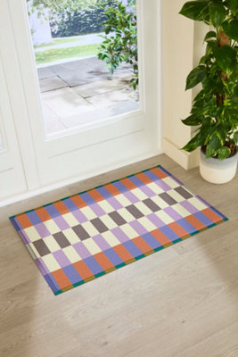 Artsy Doormats Elizabeth Olwen Blue Purple Check Indoor/outdoor Doormat (90X60Cm) - image 1