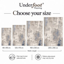 Underfoot Abstract Rug Blue Beige Modern Large Small High Low Pile Living Room Bedroom - thumbnail 5