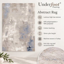 Underfoot Abstract Rug Blue Beige Modern Large Small High Low Pile Living Room Bedroom - thumbnail 4