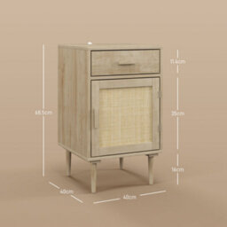 Wyld Haus Basose Natural Wood-Effect Rattan Bedside Table With Drawer And Door, 40W X 40D X 68.5H Cm - thumbnail 3