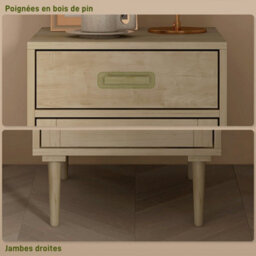Wyld Haus Basose Natural Wood-Effect Rattan Bedside Table With Drawer And Door, 40W X 40D X 68.5H Cm - thumbnail 7