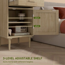 Wyld Haus Basose Natural Wood-Effect Rattan Bedside Table With Drawer And Door, 40W X 40D X 68.5H Cm - thumbnail 6