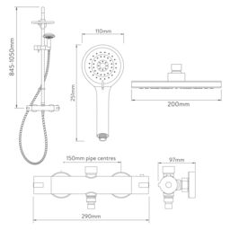 Aqualisa Sierra Chrome Effect Rear Fed Mixer Shower With 2 Heads & 1500M Hose Length - thumbnail 8