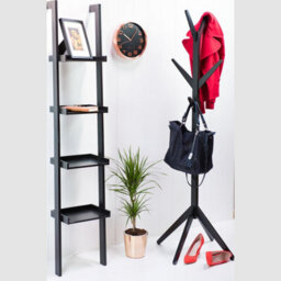 Hampton Black Wooden Freestanding Hat And Coat Stand, Rack, Tree With 8 Hooks - thumbnail 3
