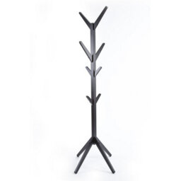 Hampton Black Wooden Freestanding Hat And Coat Stand, Rack, Tree With 8 Hooks - thumbnail 1