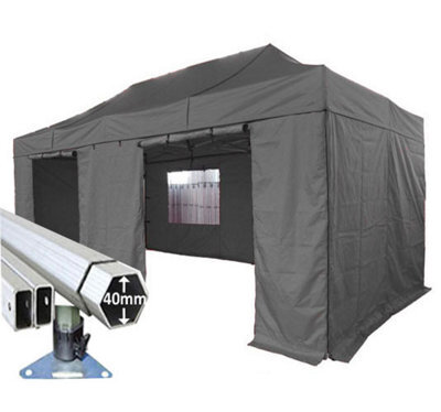 Crocodile Trading 3M X 6M Extreme 40 Commercial Instant Shelter Pop Up Gazebos Frame, Canopy & Sides - Black - image 1