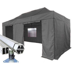 Crocodile Trading 3M X 6M Extreme 40 Commercial Instant Shelter Pop Up Gazebos Frame, Canopy & Sides - Black - thumbnail 1