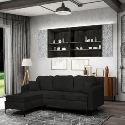 Venice L Corner Sofa Bed With Bonnell Spring Metal Legs Wooden Frame Dl Mechanism Storage 225X172X78X96 Cm Black Left