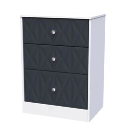 San Jose Ready Assembled Matt Indigo & White No Effect 3 Drawer Deep Chest (H)791mm (W)746mm (D)395mm - thumbnail 2