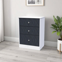 San Jose Ready Assembled Matt Indigo & White No Effect 3 Drawer Deep Chest (H)791mm (W)746mm (D)395mm - thumbnail 1