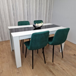 Kosy Koala Dining Table And 4 Chairs Set White Black Table With 4 Green Velvet Chairs Dining Room Furniture