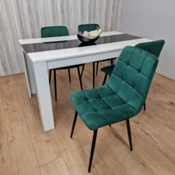Kosy Koala Dining Table And 4 Chairs Set White Black Table With 4 Green Velvet Chairs Dining Room Furniture - thumbnail 7