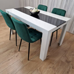 Kosy Koala Dining Table And 4 Chairs Set White Black Table With 4 Green Velvet Chairs Dining Room Furniture - thumbnail 3