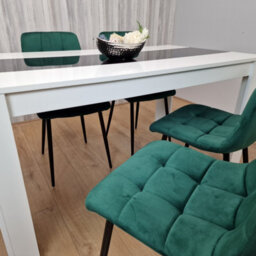 Kosy Koala Dining Table And 4 Chairs Set White Black Table With 4 Green Velvet Chairs Dining Room Furniture - thumbnail 9