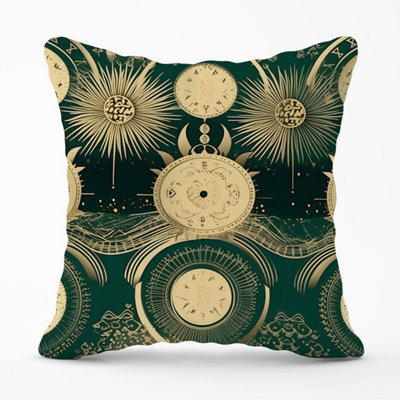 Warren Reed Designer Green Moon And Sun Abstract Pattern Outdoor Cushion 45Cm X 45Cm - image 1