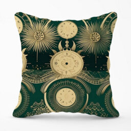Warren Reed Designer Green Moon And Sun Abstract Pattern Outdoor Cushion 45Cm X 45Cm - thumbnail 1