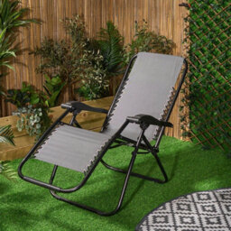 Ohs 2 X Garden Reclining Zero Gravity Patio Sun Lounger Folding Chair Outdoor - Charcoal - thumbnail 4