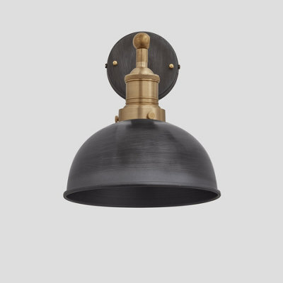 Industville Brooklyn Dome Wall Light, 8 Inch, Pewter, Brass Holder - image 1