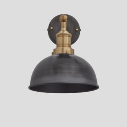 Industville Brooklyn Dome Wall Light, 8 Inch, Pewter, Brass Holder - thumbnail 1