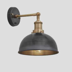 Industville Brooklyn Dome Wall Light, 8 Inch, Pewter, Brass Holder - thumbnail 3