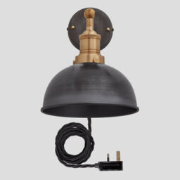 Industville Brooklyn Dome Wall Light, 8 Inch, Pewter, Brass Holder - thumbnail 2