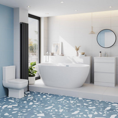Affine Bathroom Suite 1500mm Freestanding Bath Toilet Wc Basin Vanity Unit - image 1