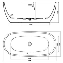 Affine Bathroom Suite 1500mm Freestanding Bath Toilet Wc Basin Vanity Unit - thumbnail 8