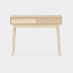 Sweeek - 100Cm Console Table With Grooved Wooden Detail Linear Natural 100X30X75 Cm - thumbnail 2