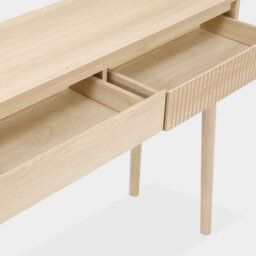 Sweeek - 100Cm Console Table With Grooved Wooden Detail Linear Natural 100X30X75 Cm - thumbnail 4
