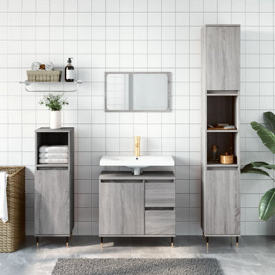 Berkfield Bathroom Cabinet Grey Sonoma 30X30X190 Cm Engineered Wood - image 1