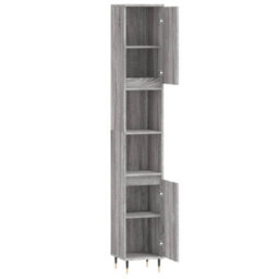 Berkfield Bathroom Cabinet Grey Sonoma 30X30X190 Cm Engineered Wood - thumbnail 6