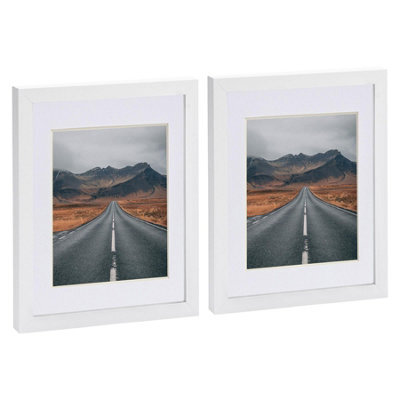 "Nicola Spring Photo Frames With 5"" X 7"" Mount - 8"" X 10"" - White/white - Pack Of 2" - image 1