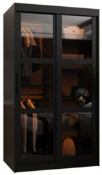 Arte Parma 100Cm Sliding Wardrobe In Sleek Black - Compact Storage With Smoked Glass Doors - thumbnail 1