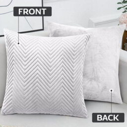 Ameha Silver Embossed Velvet Cushion Cover Set Of 2, Breathable Anti Allergic Zip Closure, 18X18 Inch - thumbnail 4