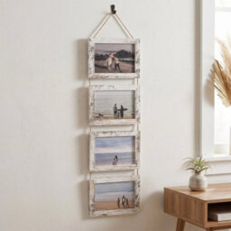 Off White Collage Picture Frame For 4 Photos Mdf Picture Frames W/ Hanging Rope Wall Decor - thumbnail 5