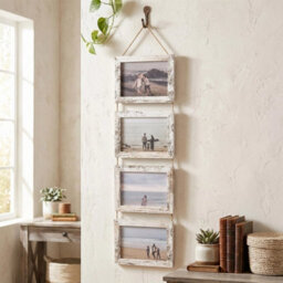 Off White Collage Picture Frame For 4 Photos Mdf Picture Frames W/ Hanging Rope Wall Decor - thumbnail 4