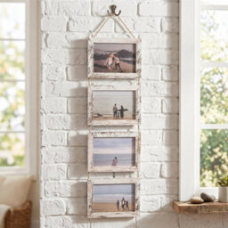 Off White Collage Picture Frame For 4 Photos Mdf Picture Frames W/ Hanging Rope Wall Decor - thumbnail 3