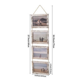 Off White Collage Picture Frame For 4 Photos Mdf Picture Frames W/ Hanging Rope Wall Decor - thumbnail 2