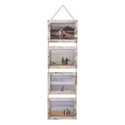Off White Collage Picture Frame For 4 Photos Mdf Picture Frames W/ Hanging Rope Wall Decor - thumbnail 1