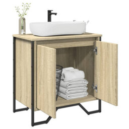 Berkfield Bathroom Sink Cabinet Sonoma Oak 60X35X60 Cm Engineered Wood - thumbnail 1