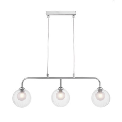 The Lighting Studio Feya 3 Light Bar Pendant Polished Chrome With Clear/opal Glass - image 1