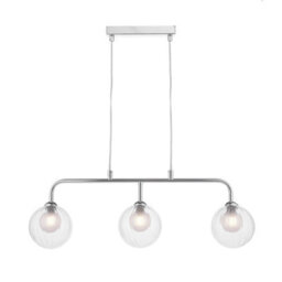 The Lighting Studio Feya 3 Light Bar Pendant Polished Chrome With Clear/opal Glass - thumbnail 1