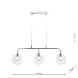 The Lighting Studio Feya 3 Light Bar Pendant Polished Chrome With Clear/opal Glass - thumbnail 2